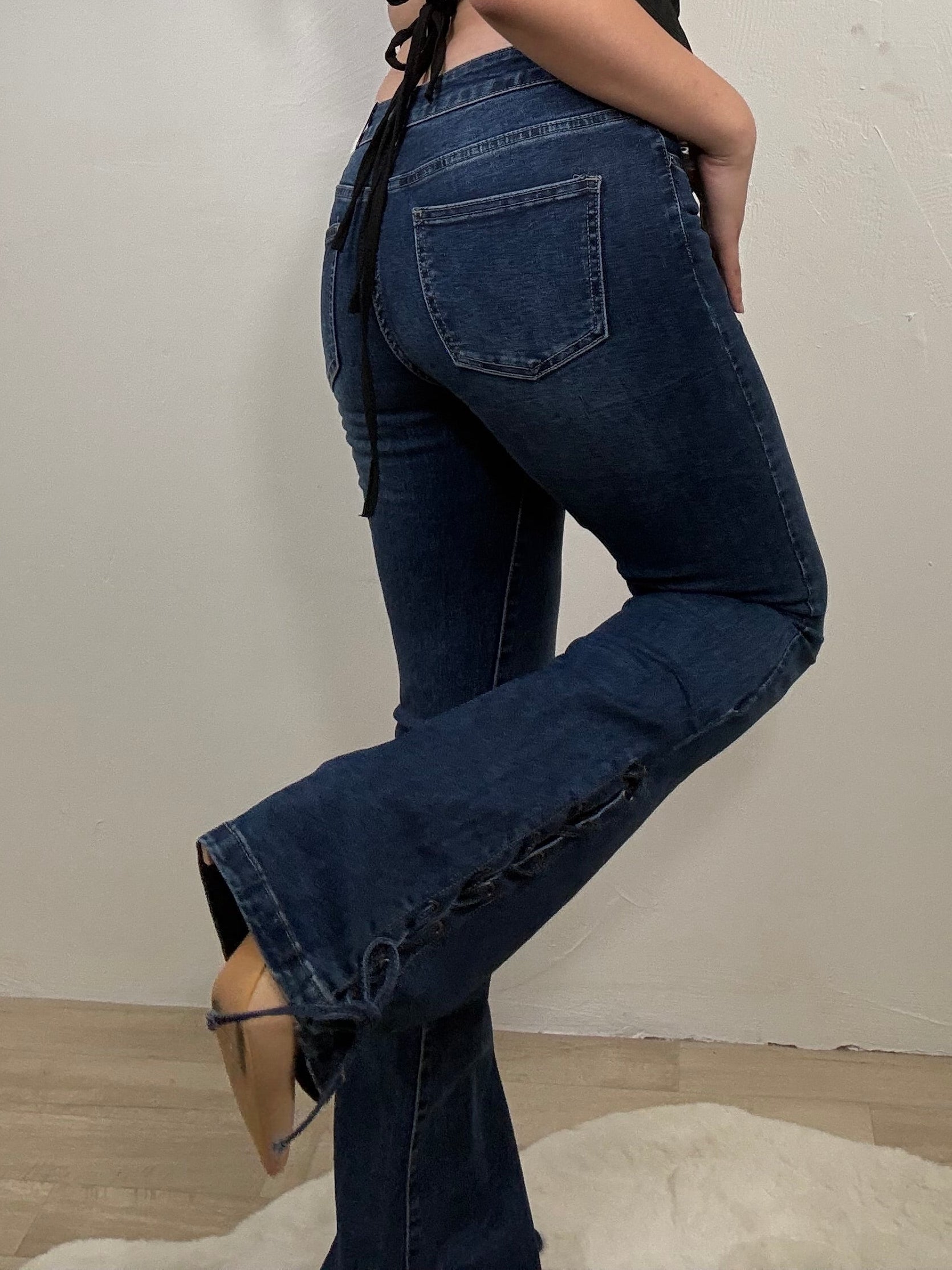Jeans flare a vita media