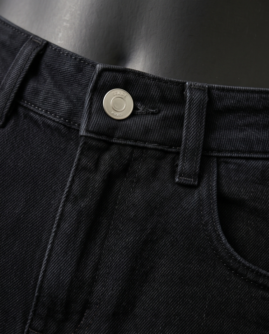 Jeans palazzo nero vita alta